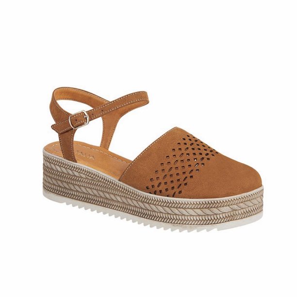 Alpargatas Plataforma Mujer Casual Café Gamuza 5 cm Castalia Casual