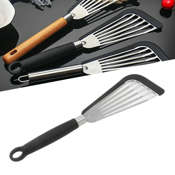 Espátula Para Pescado, Espátula Ranurada De Acero Inoxidable Con Bordes De Silicona Para Utensilios De Cocina Antiadherentes, Cómodo, Espátula Para Pescado Ranurada