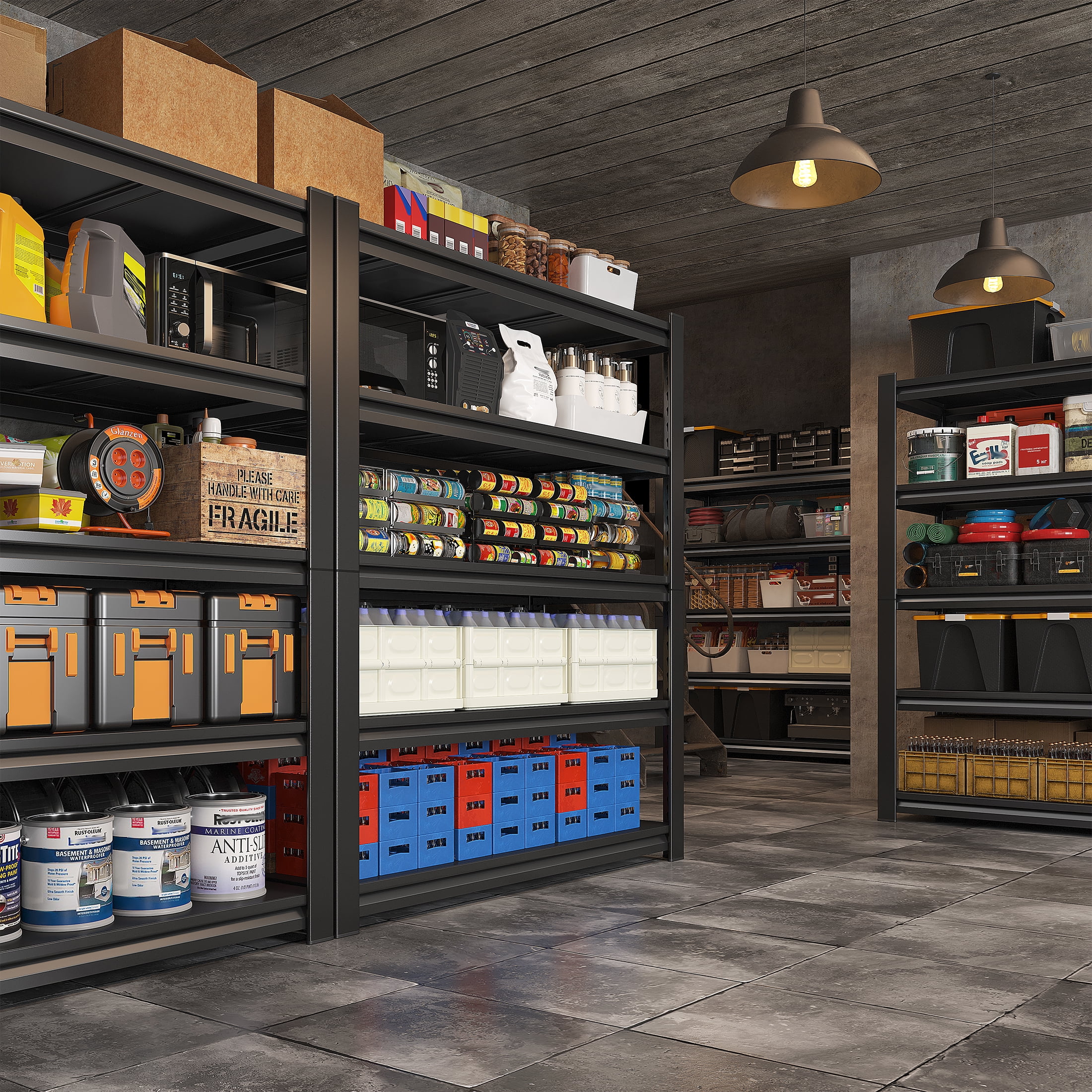 REIBII 72" H Garage Shelving Heavy Duty 3000 LBS 5 Tier Storage Shelves Adjustable Shelving Unit and Storage for Garage,Basement,36" W x 16" D x 72" H