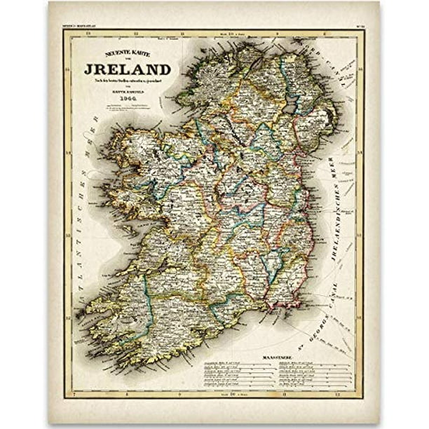 Map Of Ireland Art 1844 Ireland Map Art Print - 11X14 Unframed Art Print - Great Vintage Irish  Home Decor - Walmart.com