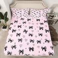 thumbnail image 2 of Homewish Black Pink Ribbon Full Size Sheets for Kids, Kawaii Love Heart Bed Sheets, Cartoon Princess Style Sheet Sets, Microfiber Bedroom Decor, 4pcs, 2 of 7