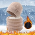 thumbnail image 2 of Bib Hat Two Piece Set Thickened And Padded Knitted Plush Woolen Hat Scarf Outdoor Hat Set, 2 of 6