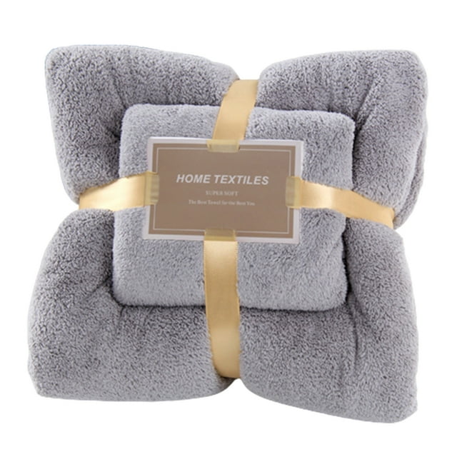 Juego de toallas de baño y faciales de algodón gris | 2 toallas suaves y muy absorbentes para baño, gimnasio y spa | Incluye toallas de 72 x 130 cm y 34 x 75 cm