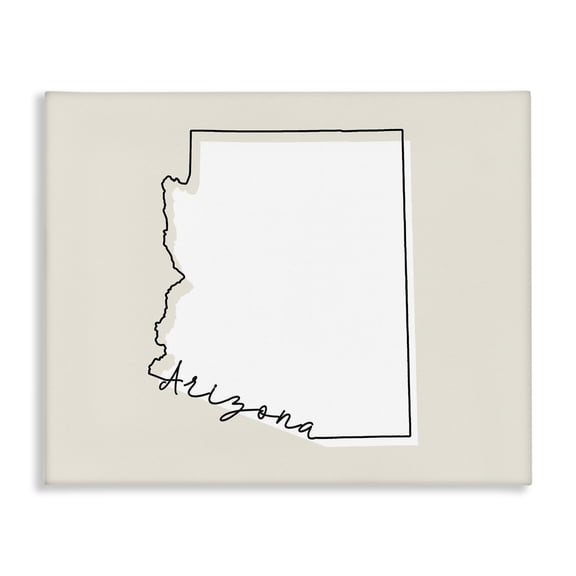 Stupell Industries Scandinavian Arizona Home State Map Neutral Print Design Canvas Art, 20 x 16, by Lil' Rue