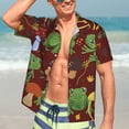 thumbnail image 7 of Vsdgher Frogs and Mushrooms Print Men's Hawaiian Shirts Button Down Tropical Holiday Beach Shirts Vacation Clothes,Medium, 7 of 7