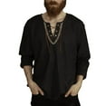 thumbnail image 4 of CENL Mens Casual Medieval Vintage V Neck T Shirt Long Sleeve Blouse Loose Tops Tee, 4 of 9