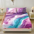 thumbnail image 2 of COEQINE Bed Sheets Set 3 Piece Twin Size Bedding Sheet Set, Comfy Easy Care Non-Slip Bedsheet & Pillowcases for Twin Size Bed for Women Men, Marble Purple Teal, 2 of 5