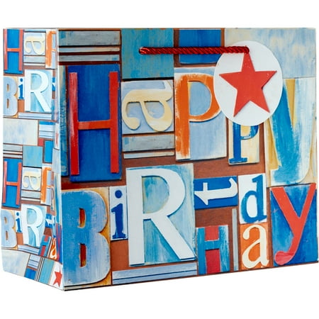 Jillson & Roberts Eco-Friendly Medium Gift Bags, Block Birthday (60 Pcs)