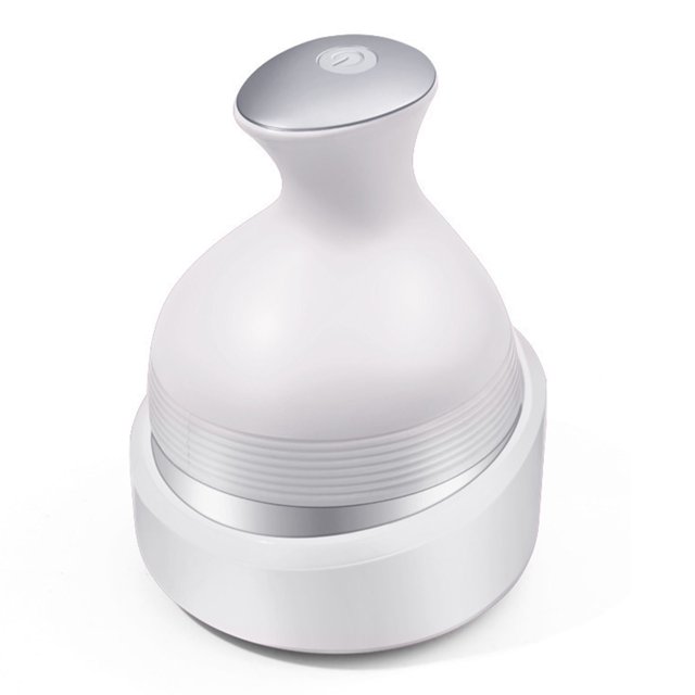 Masajeador de cabeza de gato para aliviar el estrés, vibración, impermeable, de silicona, portátil, recargable, para el hogar, color blanco