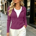 thumbnail image 2 of Ghalytn Women's Ribbed Knit Zip Up Hooded Crop Jacket Long Sleeve Slim Fit Casual Cardigan, 2 of 7