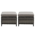 thumbnail image 4 of Gymojoy All Weather Outdoor PE Wicker Ottoman Set of 2, Extra Large Patio Footstool Footrest with Thick Beige Cushions, 4 of 7