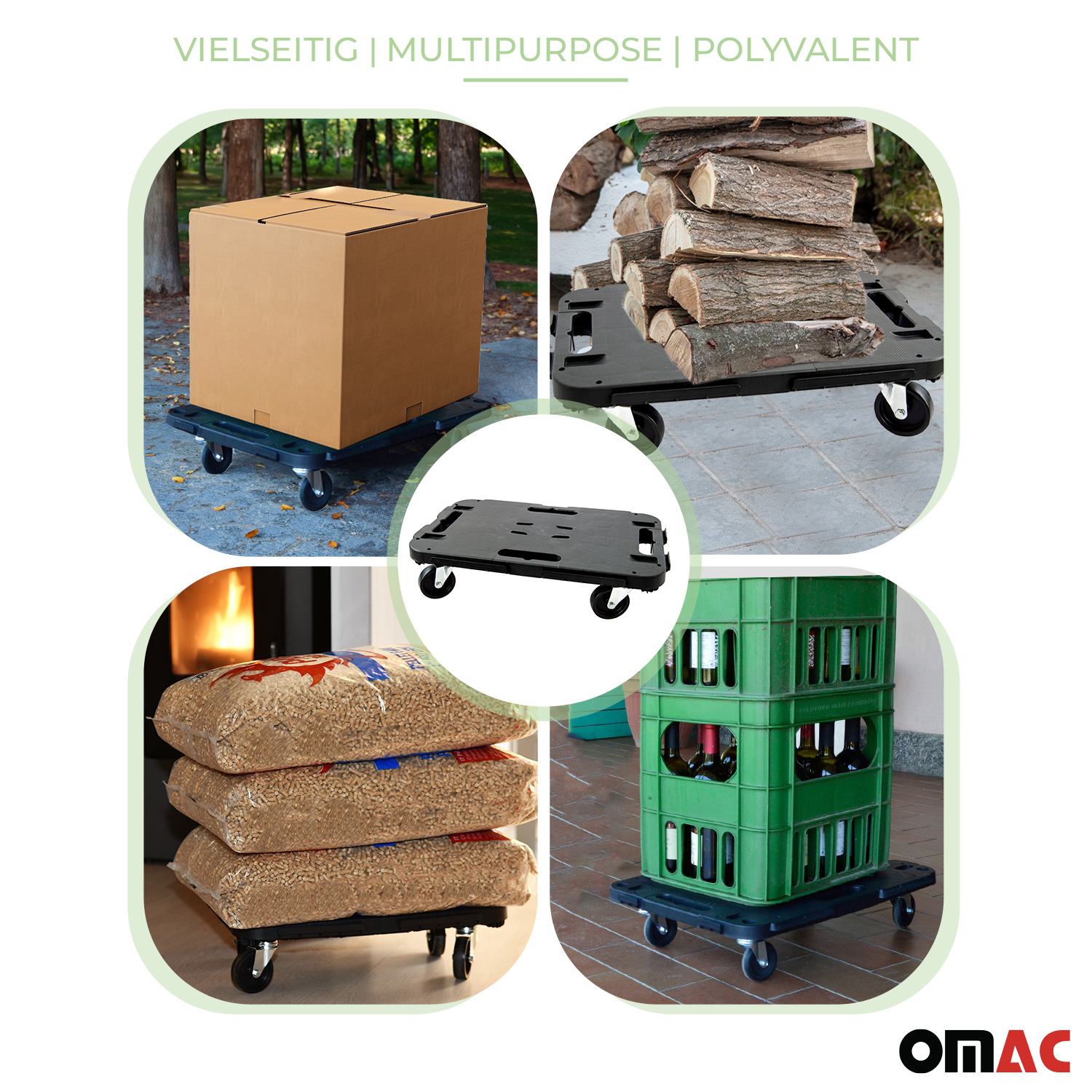 OMAC Rolling Board Furniture Dolly Transporter 661 lbs Furniture Mover Step Plate