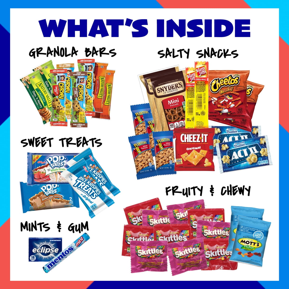 My ​College​ Crate - 40 Piece Small ​Care Package - Snack Box Variety Pack for Adults - Bulk Food Box ​with​ Candy, Chips, Granola Bars, Nuts, Pop Tart