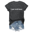 thumbnail image 4 of Wangmeiwg Women s Casual Solid Print Round Neck Short Sleeve Shirt Top Womens T-Shirts Dark Gray S, 4 of 4