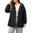 thumbnail image 3 of Womens Outdoor Jacket Waterproof Plus Size Turndown Collar Long Sleeve Solid Color Zipper Winter Fashion Jacket for Casual Cozy Loungewear, 3 of 10
