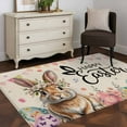 thumbnail image 3 of 3'x5' Rug for Living Room Bedroom, Easter Washable Area Rugs Non-Slip Carpet Mats, Spring Rabbit Eggs Roses Colorful Flags Leaves Indoor Low Pile Area Rug Runner for Kitchen, Mudroom, 3 of 8