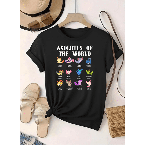 World Of Axolotls Kawaii Cute Kids Boys Girls Graphic Art Unisex T-Shirt V14780 up to Size 5XL