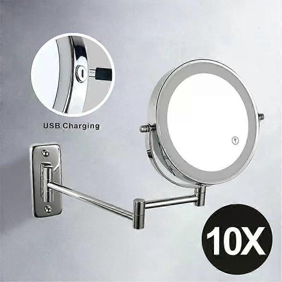 Wall Mounted Smart Bathroom Led Makeup Mirror 3x 5x 7x10x Magnification Adjustable Cosmetic Double Side Touch Dimming Mirrors