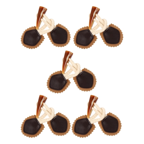 Moluckfu 5Pares Botones De Cuerno Para Abrigo Color Chocolate Con Cordón De Cuero Artificial Para Ropa