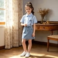 thumbnail image 2 of Fancifize Girls Short Sleeve Blouses Kids Collared Button Down School Uniform Tops Casual Solid Color Shirts, 2 of 6