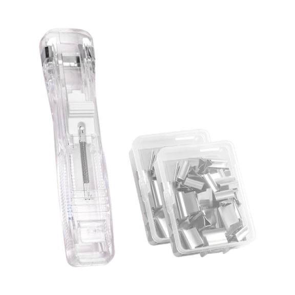 Reusable Creative Stapler Push Stapler, Ongmies Paper Clamp Dispenser, Reusable Paper Clamp Dispenser, Multi-Purpose Metal Clamp with Refillable Capacity for Paper Clips