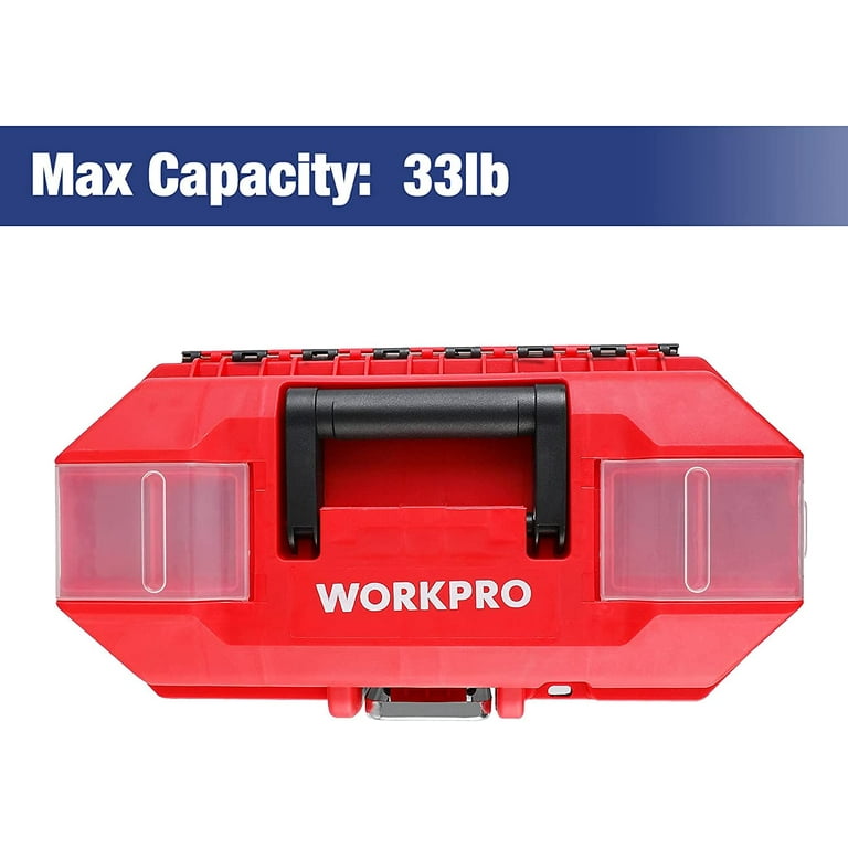 WORKPRO Tool Box Portable 13 with Removable Tray Heavy Duty