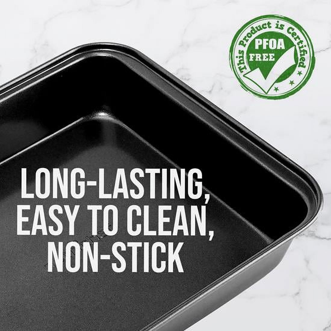 NutriChef Non-Stick Cake Square Deluxe Black Carbon Steel Pan, Quality Metal Bakeware for Cooking