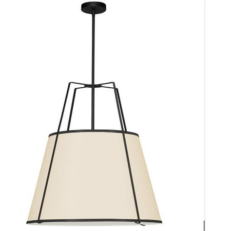 

Dainolite TRA-3P-BK-CRM Trapezoid 3 Light Pendant Light Black & Cream Drum Shade with White Fabric Diffuser