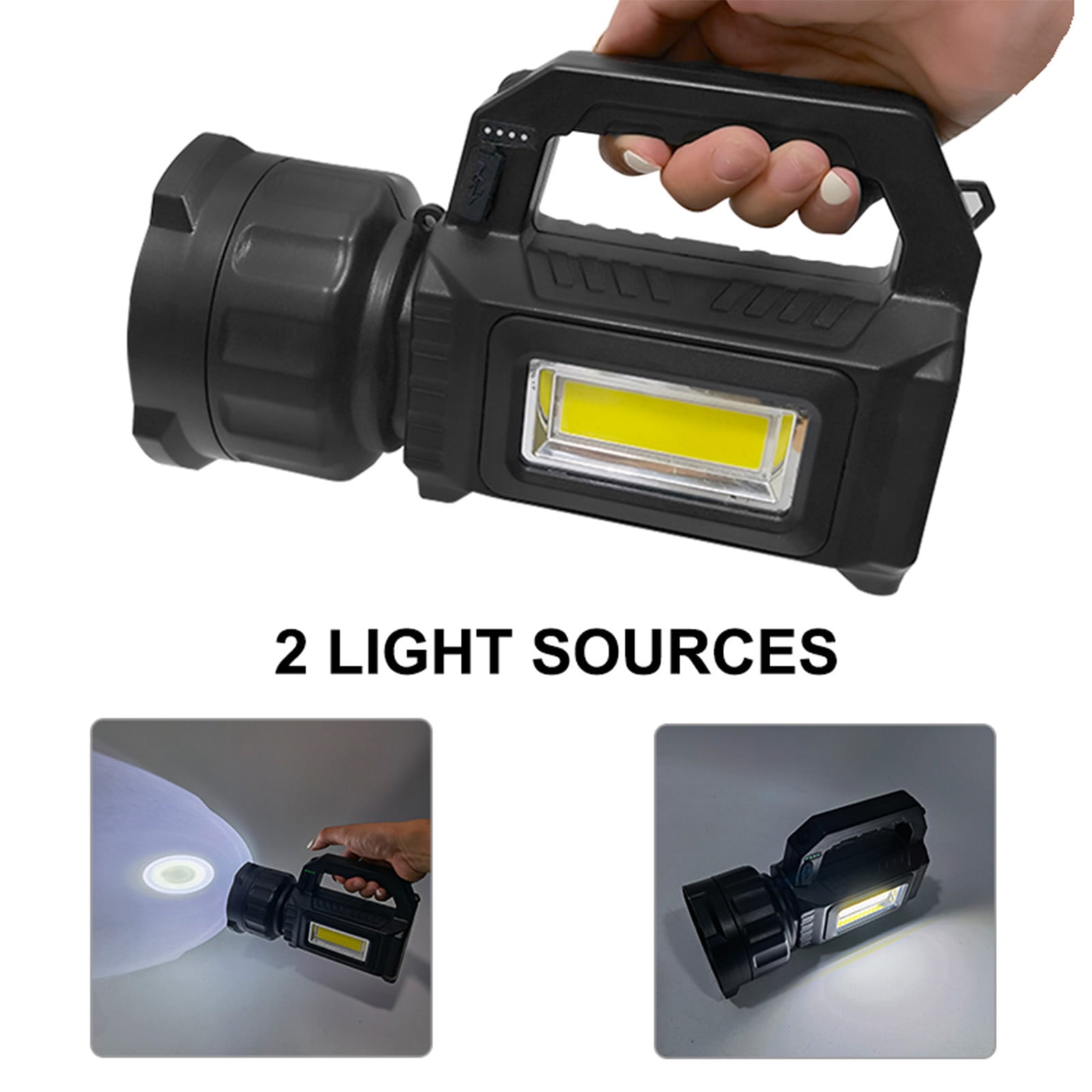 Rechargeable LED Flashlight - 180 Lumens Super Bright, 3 Modes, USB Charging, IP66 Waterproof, Aluminum Alloy for Camping, Home, Outdoor Use