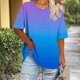 thumbnail image 2 of Mujeres Más Tamaño Manga Larga Tops Cuello Redondo Manga Corta Primavera Verano Camisa Básica Camiseta Superior Poliéster Ligero Suave Cómodo Más Tamaño Tops Casuales, 2 of 6