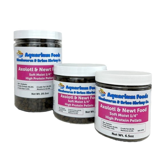 Axolotl Food 1/4" Soft Moist Sinking Rangen Salmon Meal Crumbles for Baby Axolotl, Newts, Shrimp, Snails - 6.5oz Sm Round Jar