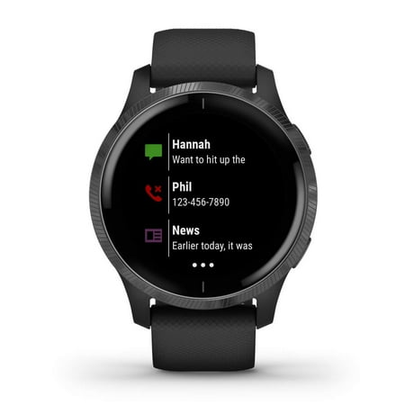 Garmin 010-02173-11 Venu, GPS Smartwatch with Bright Touchscreen Display, Features Music, Body Energy Monitoring, Animated Workouts, Pulse Ox Sensor and More, Black