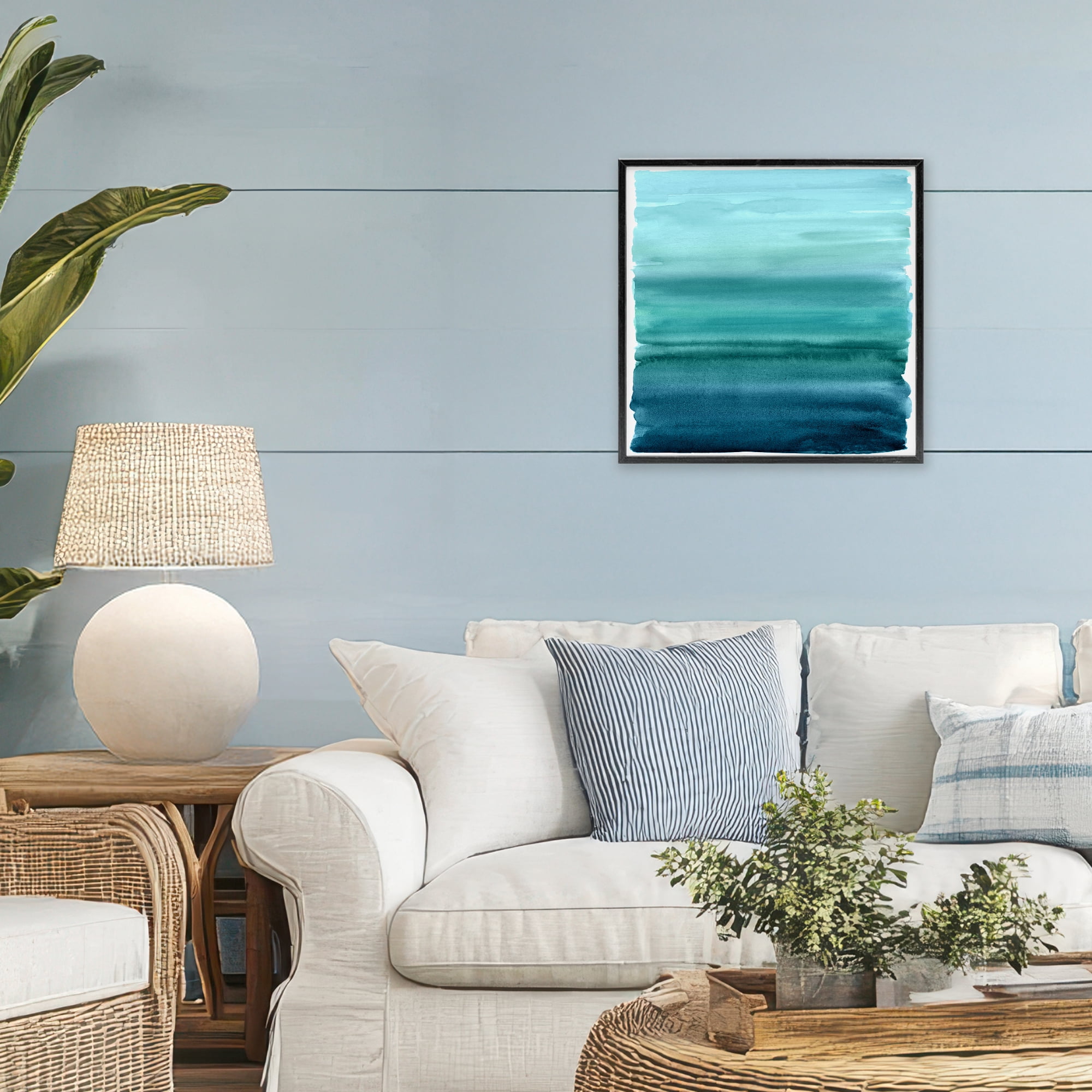 Stupell Industries Aqua Ombre Gradient Black Framed Giclee Art, design by Allie Corbin