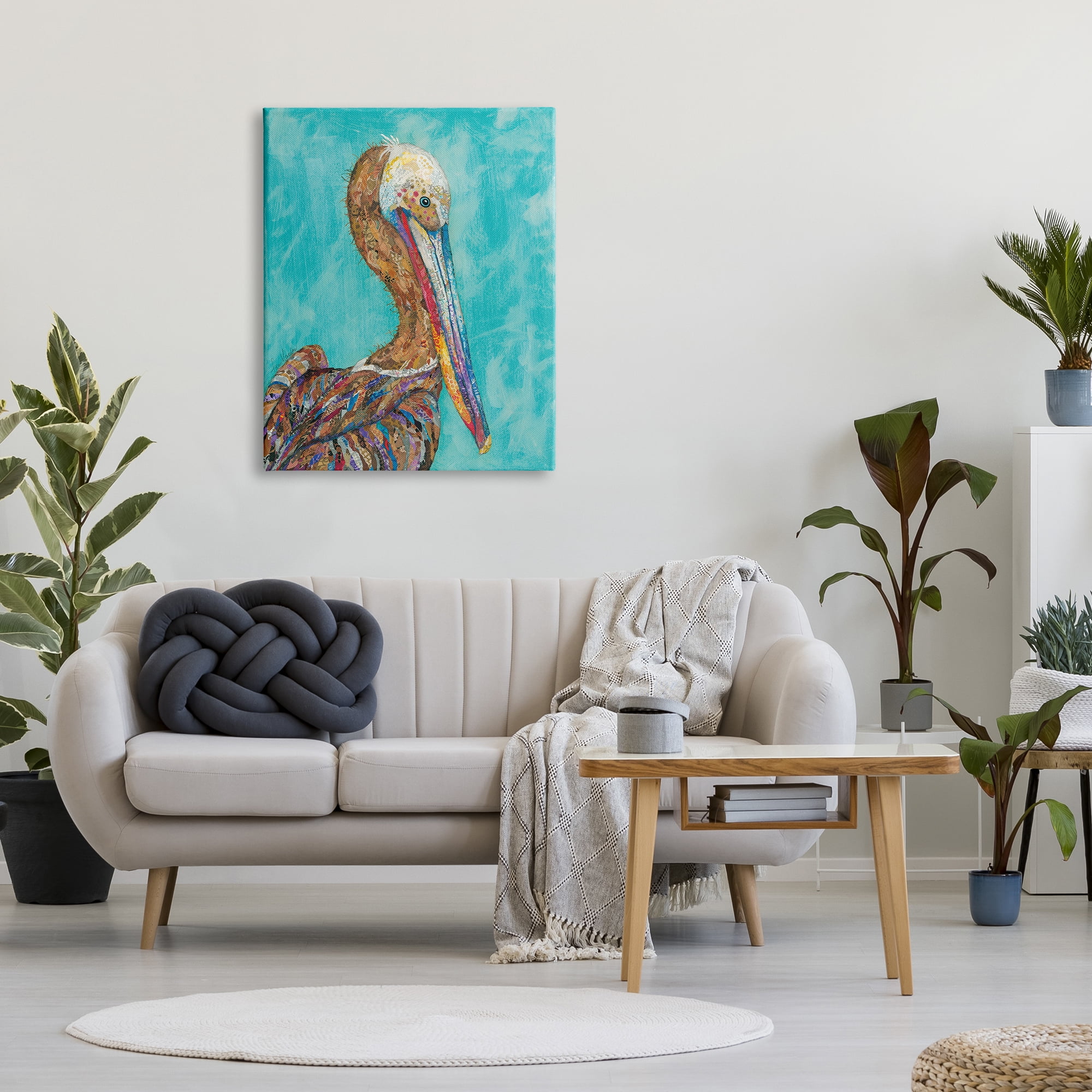 Stupell Industries Beautiful Pelican Bird Vivid Collaged Patterns Design Painting Gallery Wrapped Canvas Print Wall Art, Design by Lisa Morales