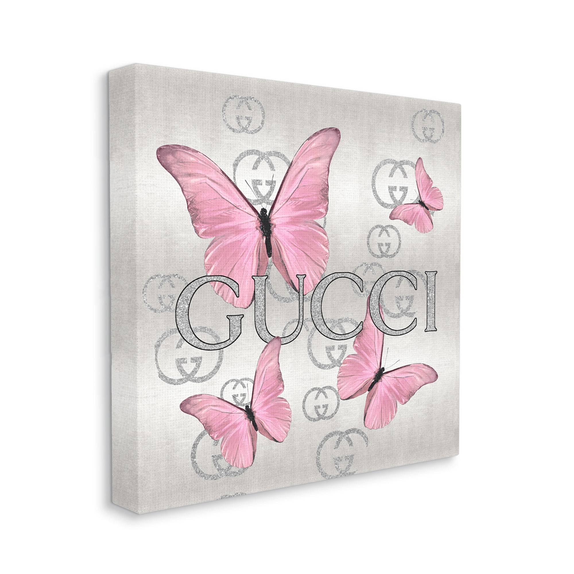 Stupell Industries Pink Fashion Butterflies Animals & Insects Painting Gallery Wrapped Canvas Print Wall Art, 24 x 24
