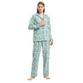 thumbnail image 5 of Apparonia Women's Pajama Sets 100% Cotton Flannel Ladies PJs Button Front Top Drawstring Bottoms Green Blossom L, 5 of 6