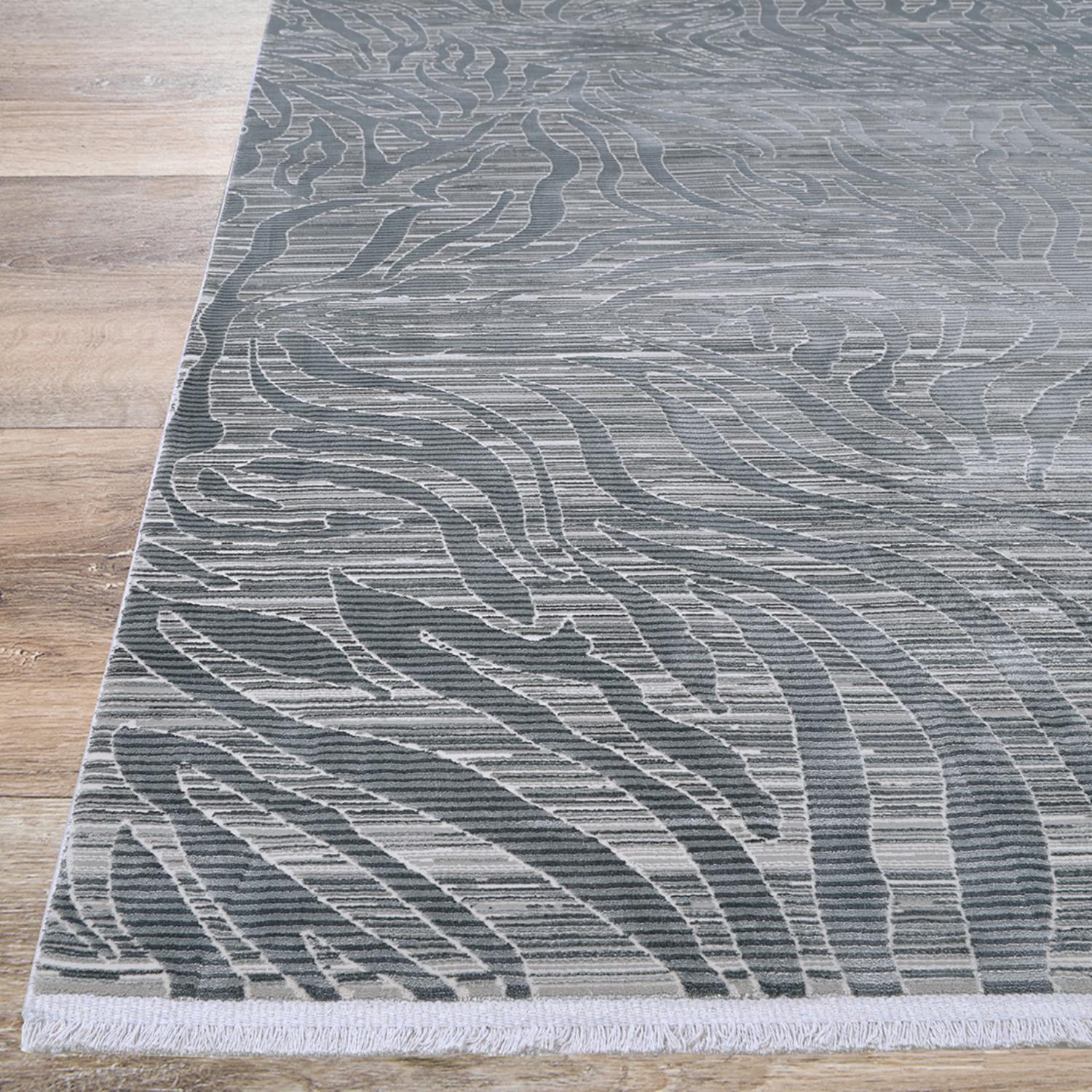 Couristan Siena Serpentine 2'7" x 7'2" Steel-Ivory Runner Rug