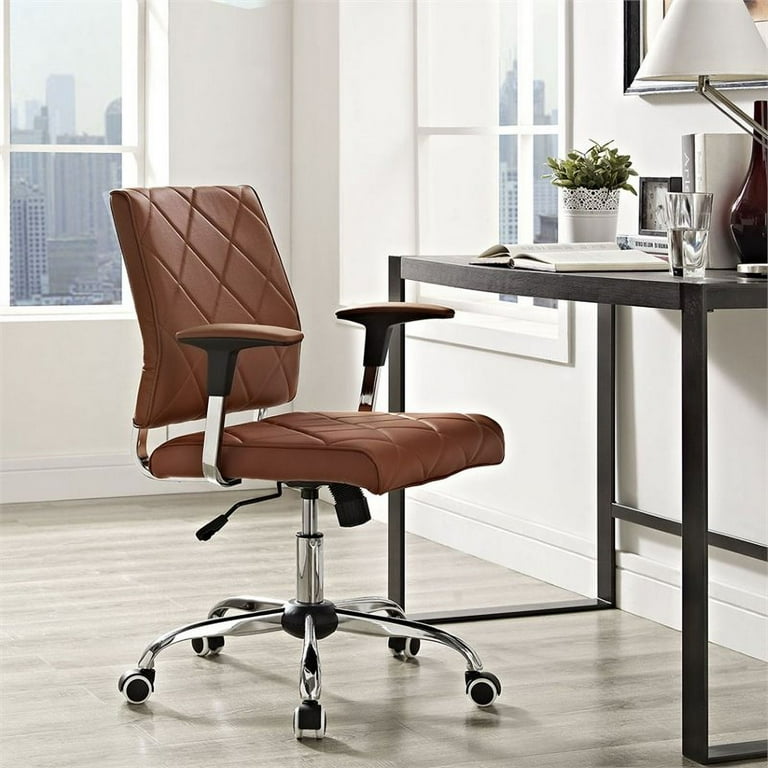 Modway Lattice Vinyl Office Chair in Tan