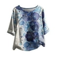 thumbnail image 1 of Moda Mujer Causal Cuello Redondo Blusa Estampada 1/2 Manga Camiseta Verano Tops Fridja  hjk3362, 1 of 4