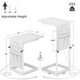 thumbnail image 6 of C Shaped End Table with Charging Station, Adjustable Height Side Table for Couch, Small Sofa Table for Small Spaces, Slide Under Sofa Table TV Tray Arm Tables for Living Room, Bedroom, White, 6 of 18