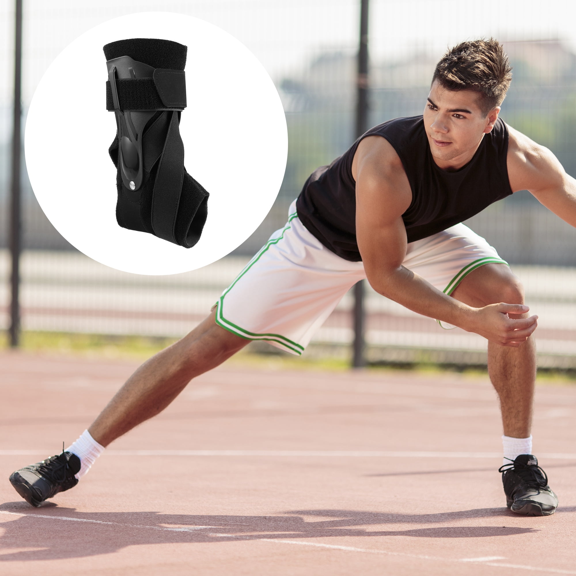 Unique Bargains Ankle Support Brace Elastic Compression Sleeve Sport Relieve Pain Foot Stabilizer Black M Size