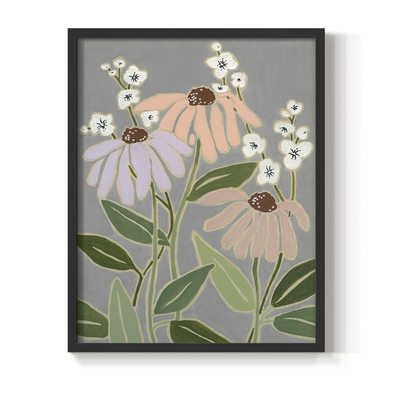 Woodblock Floral I Framed Print - Solid Wood in Single Picture Frame Solid Wood 2 Framed Print