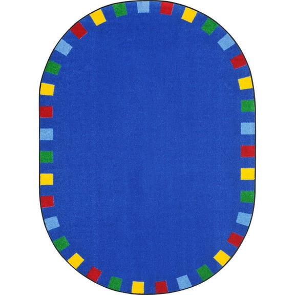 Joy Carpets Kid Essentials On the Border 7'8" x 10'9" Oval Area Rug in Color Brights