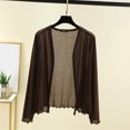 thumbnail image 2 of Jinhomg Thin Cardigan for Women Lightweight Long Sleeve Open Front Shrugs Casual Loose Solid Summer Cardigan Tops Daily Wear Coffee L, 2 of 8
