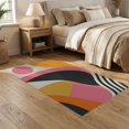thumbnail image 2 of ODIKA 5'x7' Pink Orange Swirls and Bold Geometric Washable Area Rug Abstract Mid-Century Design with Vibrant Curves for Guest Room, Lounge, Apartment, Non-Slip Low Profile, Stain Resistant, 2 of 7