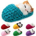 thumbnail image 6 of Birthday Boys Girls with Meows Sounds Car Decor Plush Sleeping Cat Stuffed Doll Mini Kittens in Shoes Slipper Sleeping Cat Simulation Sleeping Cats Sleeping Kitten Toy BLUE, 6 of 7