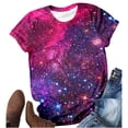 thumbnail image 4 of Womens Tops Starry Galaxy Shirt 3D Galaxy Print Glitter Summer Shirt Round Neck Short Sleeve Carnival Outfit Polyester & Spandex Soft Lightweight Unique Gift for Family L Shirts for Women, 4 of 4