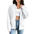 thumbnail image 6 of HAOTAGS Women’s Casual Corduroy Zip-Up Jacket Soft Loose-Fit Long Sleeve Outerwear with Front Pocket White Size XL, 6 of 8