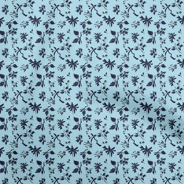 oneOone Viscose Chiffon Light Blue Fabric Florals Craft Projects Decor Fabric Printed By The Yard 42 Inch Wide