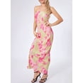 thumbnail image 6 of Women Pleated Tube Long Dress Strapless Off Shoulder Bodycon Floral Summer Beach Party Dresses, 6 of 8